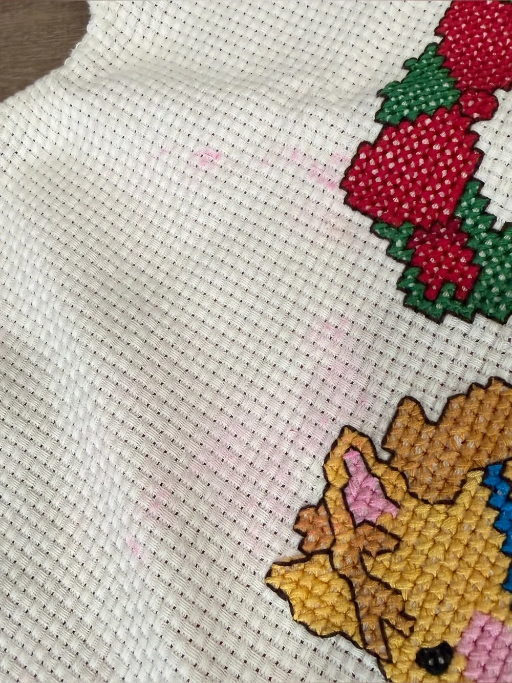 Janlynn Completed Christmas Cross Stitch Tree Skirt Trio Of Teddies 1989